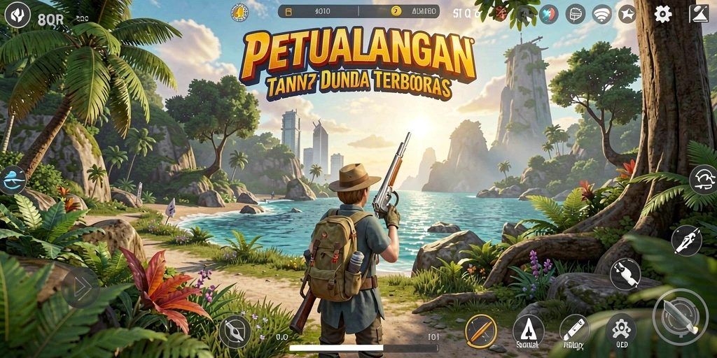 Screenshot gameplay 8QR menyajikan petualangan di dunia terbuka yang menakjubkan.