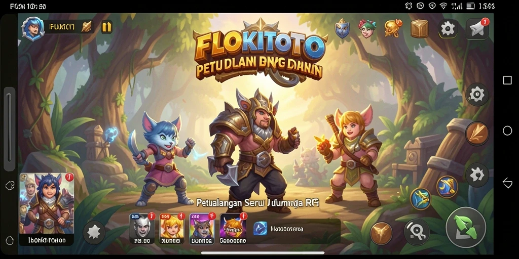 Tampilan gameplay seru dari FLOKITOTO yang menampilkan aksi RPG mendebarkan.