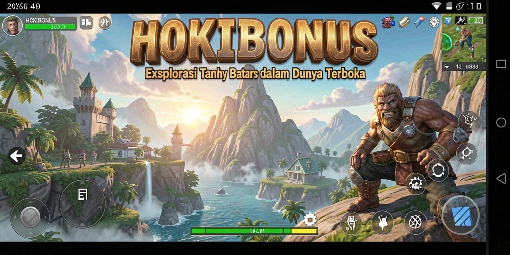 Tangkapan layar HOKIBONUS menampilkan pemain menjelajahi dunia terbuka yang luas.