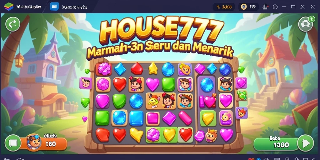 Tampilan gameplay seru dalam permainan Match-3 HOUSE777.