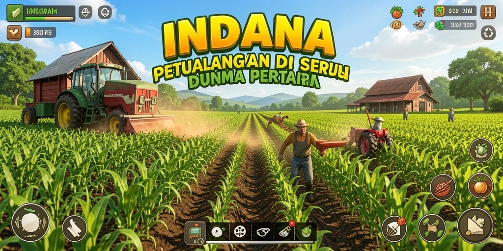 Screenshot gameplay INDAAA menampilkan aktivitas bertani yang seru dan interaktif.