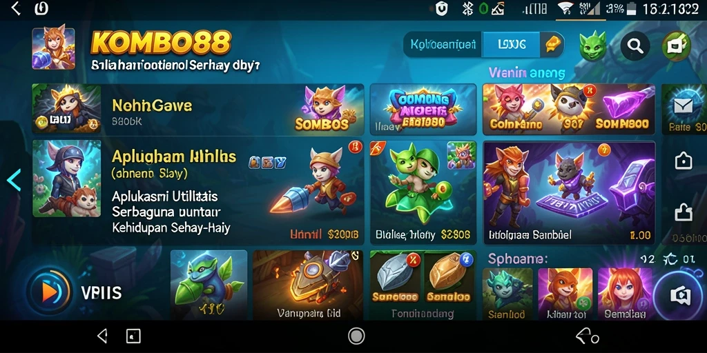 Tampilan antarmuka aplikasi KOMBO88 yang intuitif.