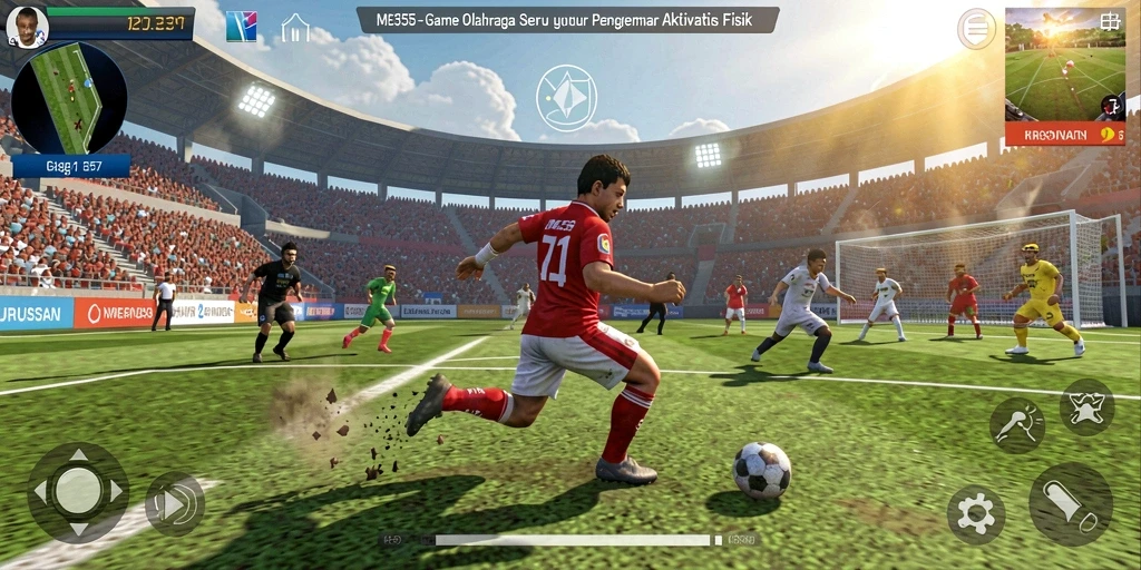 Tangkapan layar ME355 menunjukkan gameplay olahraga yang seru dan menegangkan.