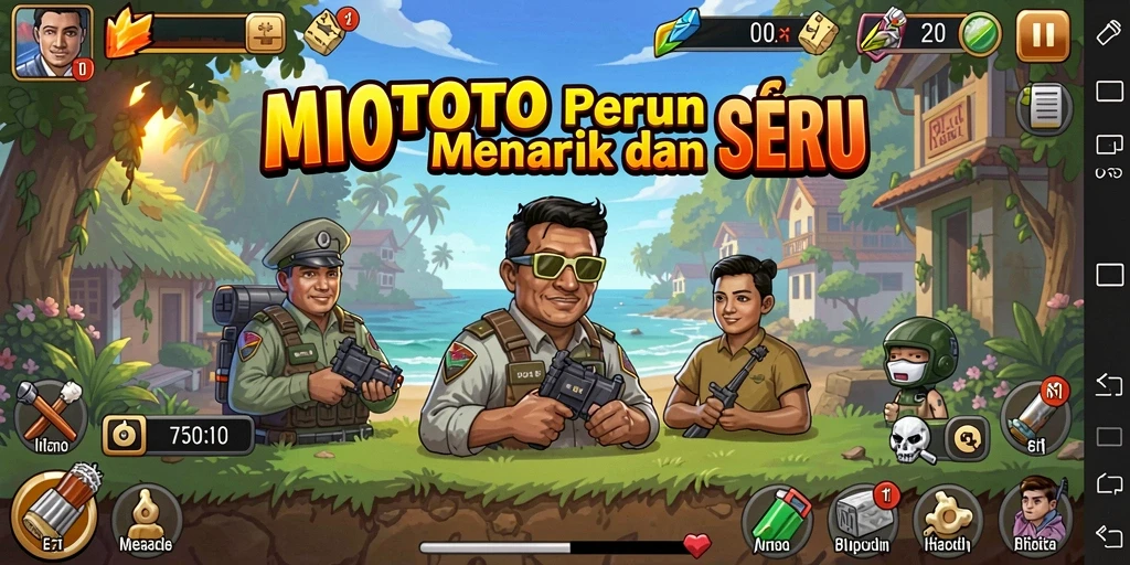 Tampilan gameplay MIOTOTO yang menunjukkan kemajuan karakter dalam permainan Idle.