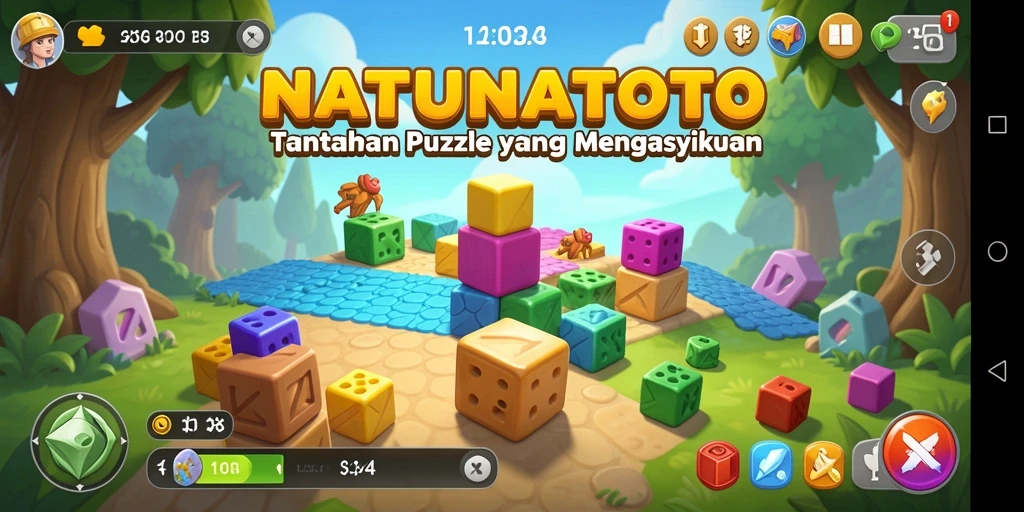 Tangkapan layar utama NATUNATOTO menampilkan gameplay Puzzle yang menantang.