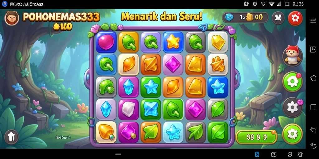 Screenshot gameplay POHONEMAS33 menampilkan keseruan mencocokkan elemen.