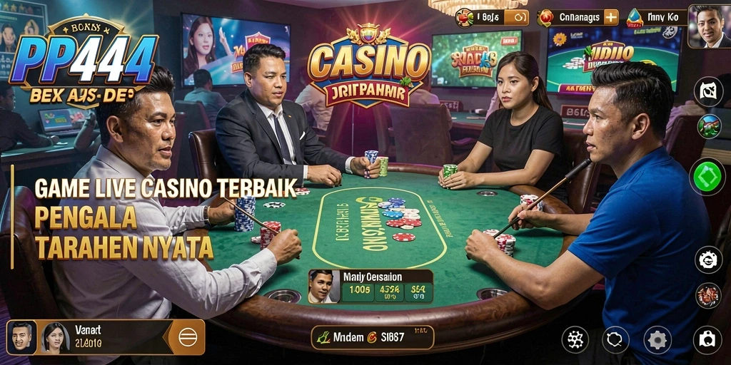 Tampilan gameplay Live Casino yang menegangkan dan interaktif di PP444.