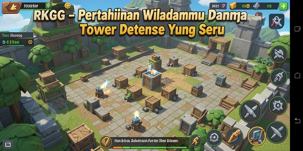 Tampilan gameplay Tower Defense RKGG yang mendebarkan.