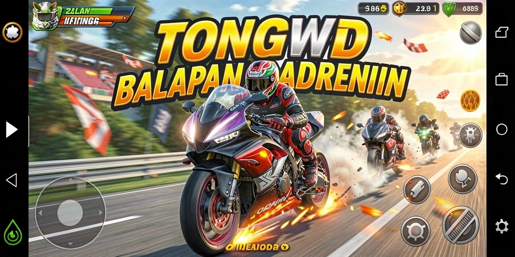Menampilkan aksi balapan motor yang seru dan menantang.