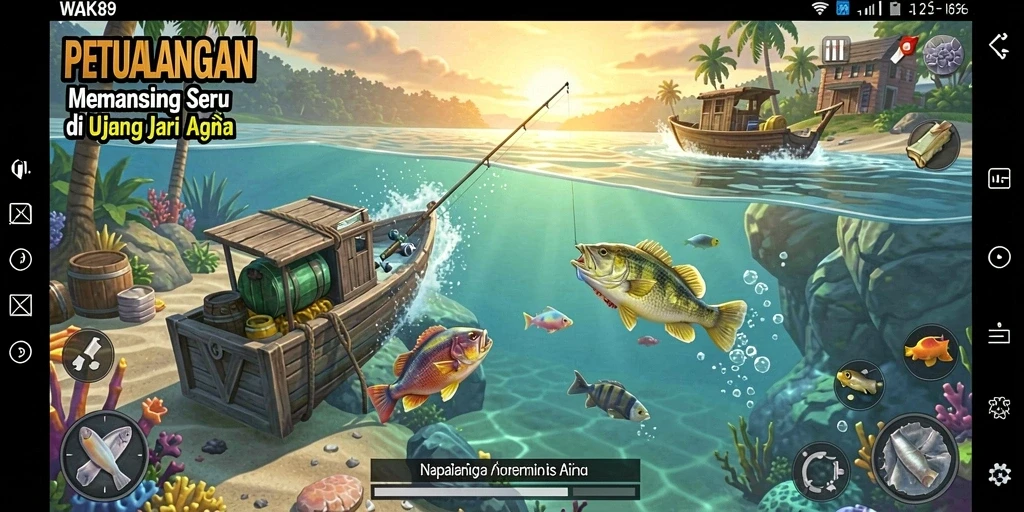 Tampilan gameplay memancing yang seru di WAK89.