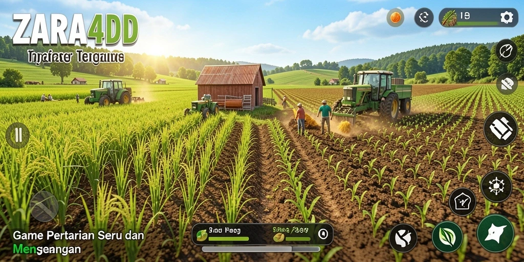 Tampilan gameplay ZARA4D dengan berbagai tanaman dan hewan.